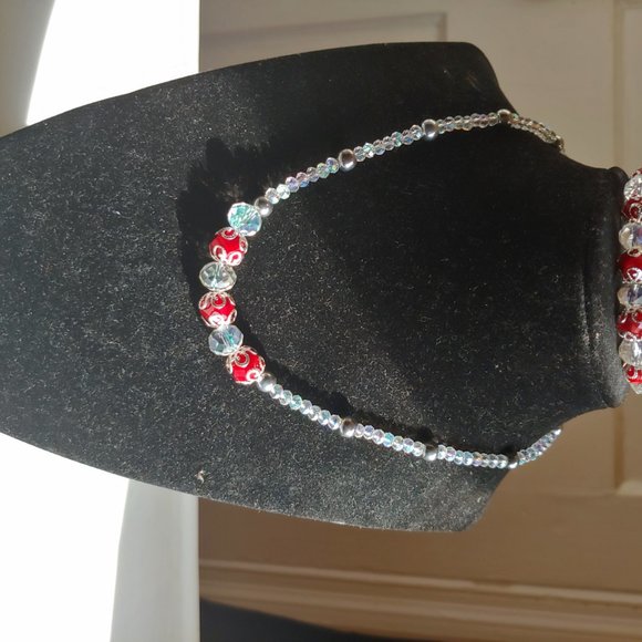 Transparent Glass Cyrstal Beaded Necklace Set - Picture 2 of 9